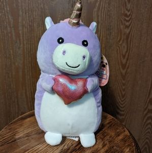 Purple unicorn Hugmees by Squishmellow brand